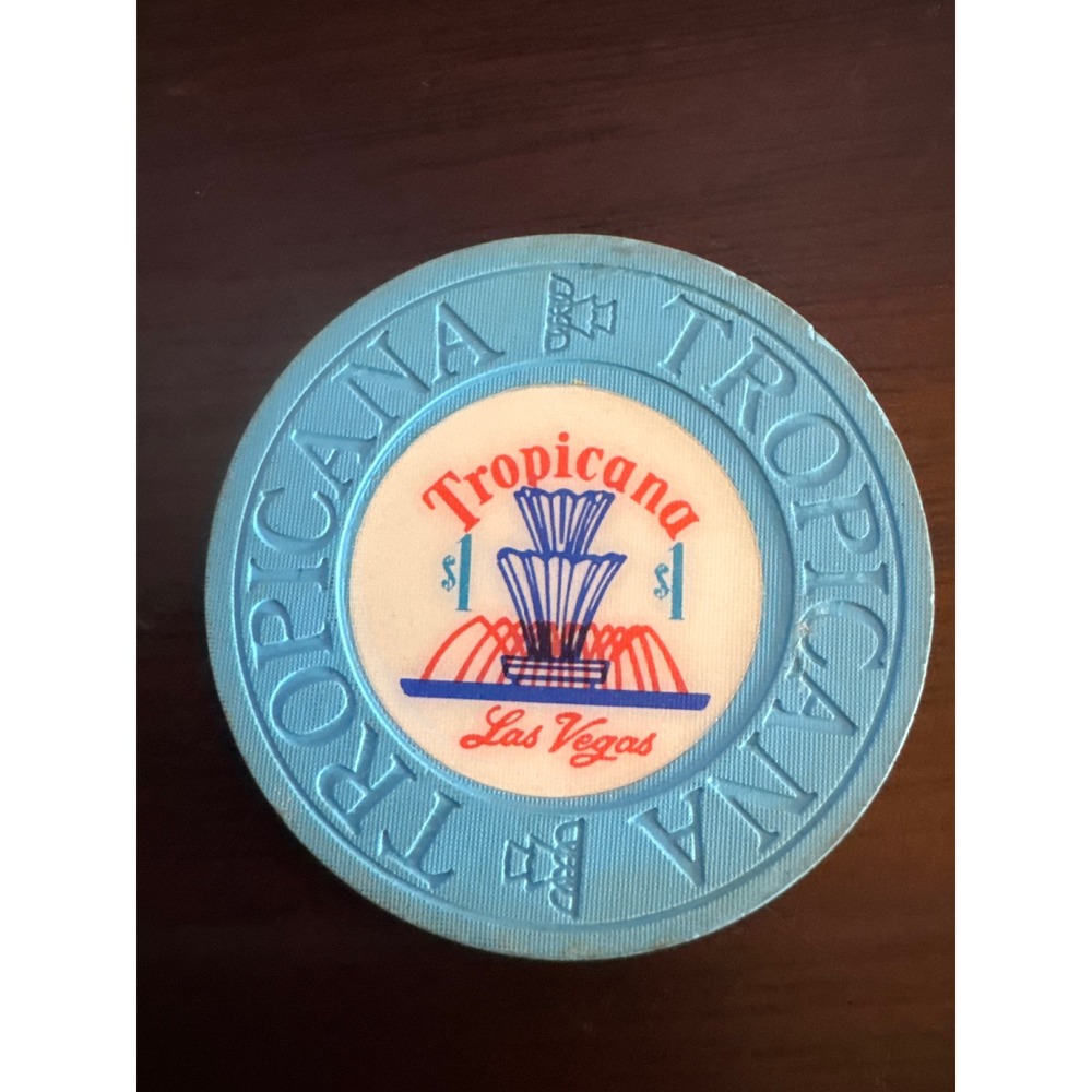Vintage Tropicana Las Vegas $1 Casino Poker Chip Blue Fountain Logo 0782
